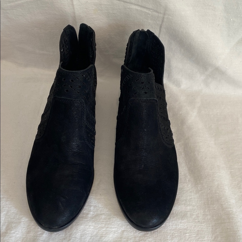 Vince Camuto Black Perforated suede Ankle Boots